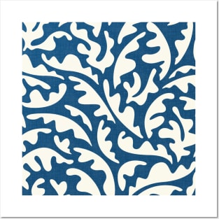 Tropical Leaves on Ocean Blue / Modern Plants Posters and Art